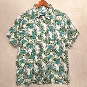 Caribbean Joe Mens SS Button Hawaiian Shirt Sz.M/Green/100%Viscose/Floral Print